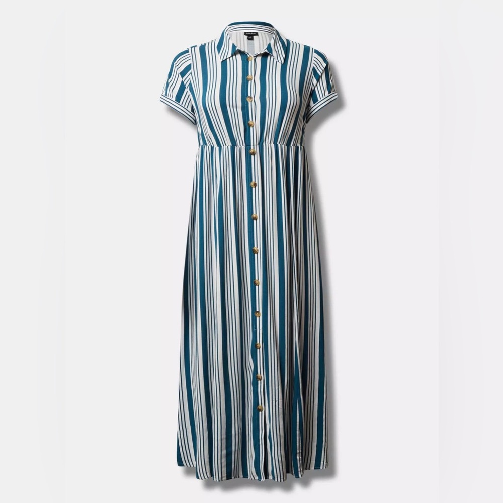 Torrid Maxi Rayon Slub Button Front Godet A-line collared Dress Size 0 ( XL)